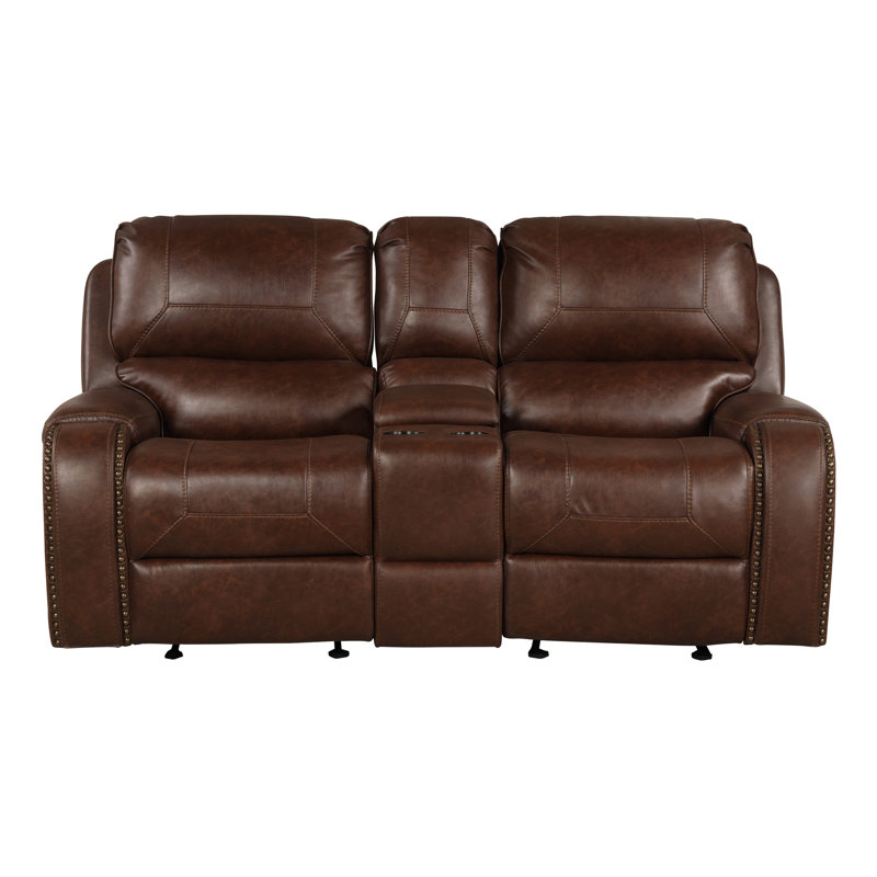 Causeuse inclinable manuelle en cuir Achern