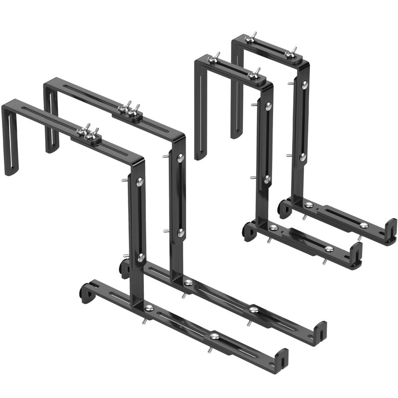 4-Pack Adjustable Window Box Brackets, Heavy-Duty Iron Mount for Walls, Railings, Balconies, Fences & Decks