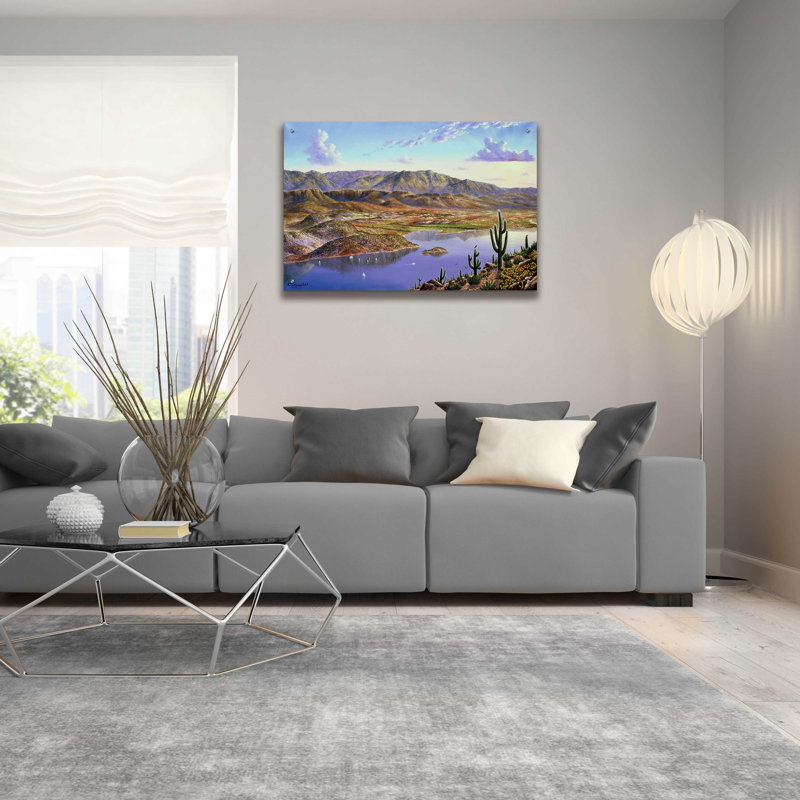 «Roosevelt Lake, AZ» par Eduardo Camoes, art mural en verre acrylique, H 24 po x l 36 po