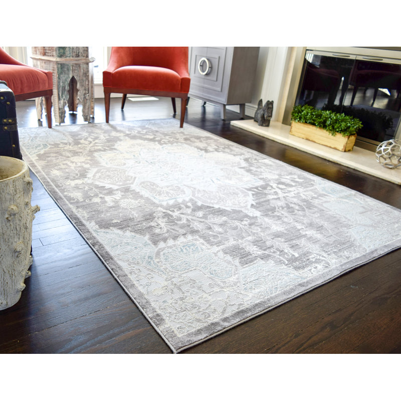 Tapis gris rétro Hickerson, Rectangle 5 pi x 7 pi