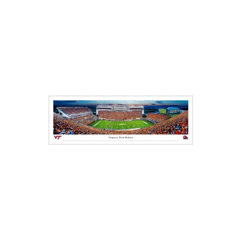 Virginia Tech Football Panoramic Print, 13.5" H x 40" W x 0.38" D, Unframed