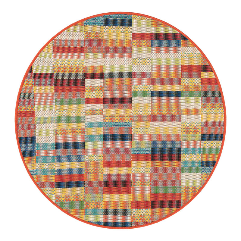 Striped Indoor / Outdoor Rug, Round 4'1"