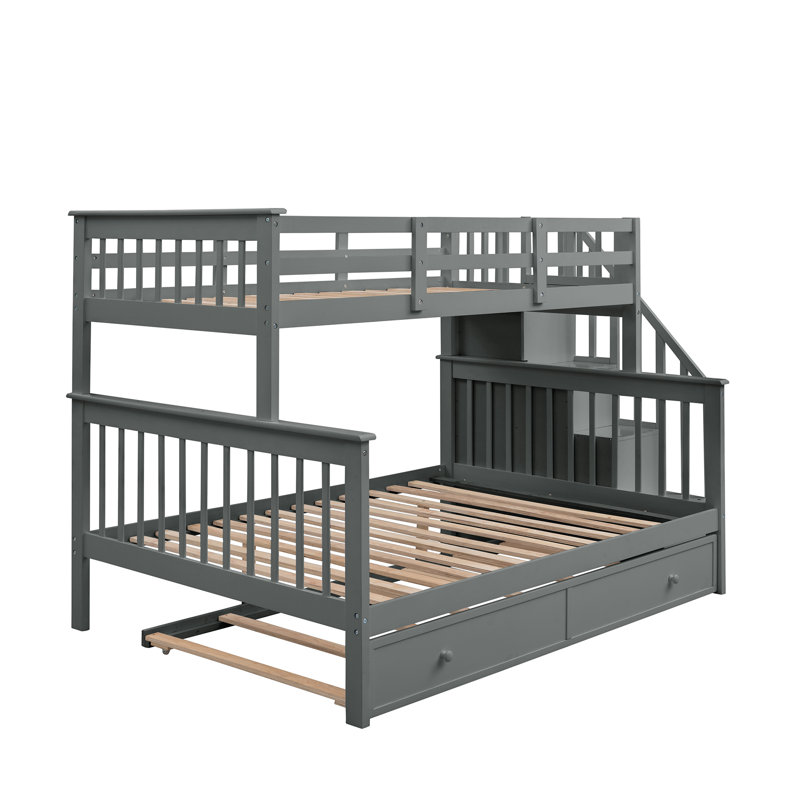Abdeslam Kids Twin Over Full Bunk Bed with Trundle, Gray