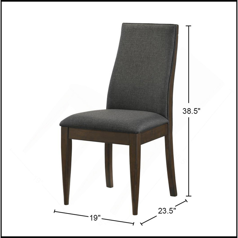 Ensemble de 2 chaises de salle à manger rembourrées en tissu gris, noyer foncé