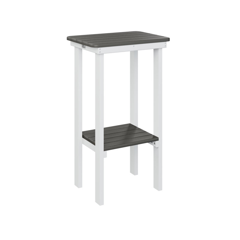  Table de bout rectangulaire à plateau rectangulaire gris avec base blanche, Gris côtier, H 32,5 po x l 20,5 po x P 15 po
