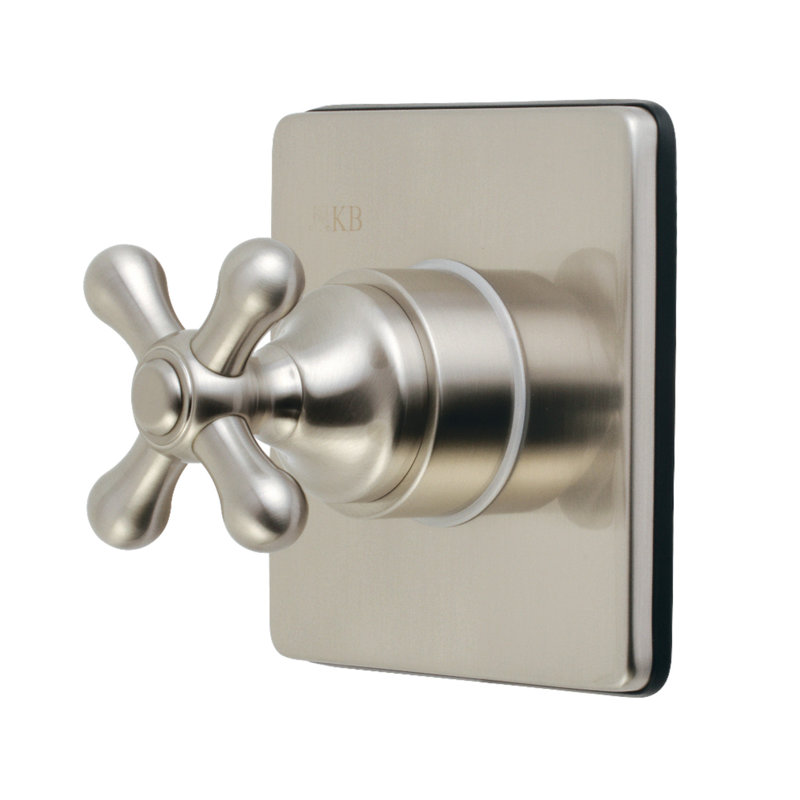 Soupape à trois voies à poignée simple avec ensemble de garniture, Nickel brossé