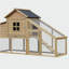 Poulailler en bois 69 po PawHut, poulailler en cage avec rampe de connexion, plateau amovible, fenêtre ventilée et nichoir, naturel