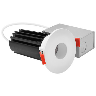 Ensemble de 2 po LUXRITE Luminaire DEL encastré, lumière Canless à régression profonde, garniture ronde et interchangeable blanche, 5CCT, 1000LM, 15W, CRI80, à intensité variable
