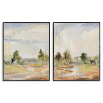 «Summer Rainstorm in the Woods», ensemble de 2 estampes numériques encadrées par Silvia Vassileva