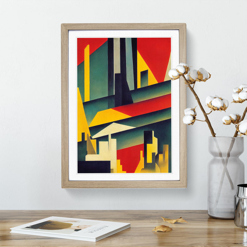 The Abstract Architecture No.3 1 Piece Single Picture Frame Wall Art, 34cm H x 25cm W x 2cm D, Oak Framed
