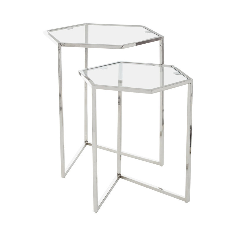 Searle Glass Top Nesting Tables, Silver
