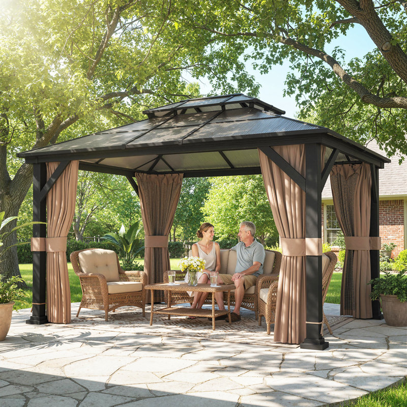 Abri de jardin à toit rigide 10 'x 12' avec double toit en polycarbonate