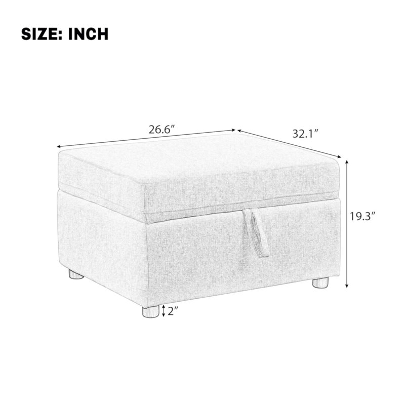 Repose-pieds de rangement mobile avec siège profond et compartiment caché pour le salon et la chambre à coucher, durable et élégant