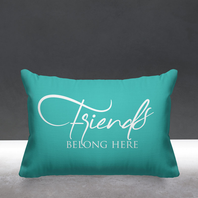 Housse et insert de coussin rectangulaire Aspire Friends Belong Here, Menthe