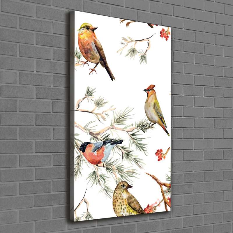Birds And Conifers - Wrapped Canvas Print