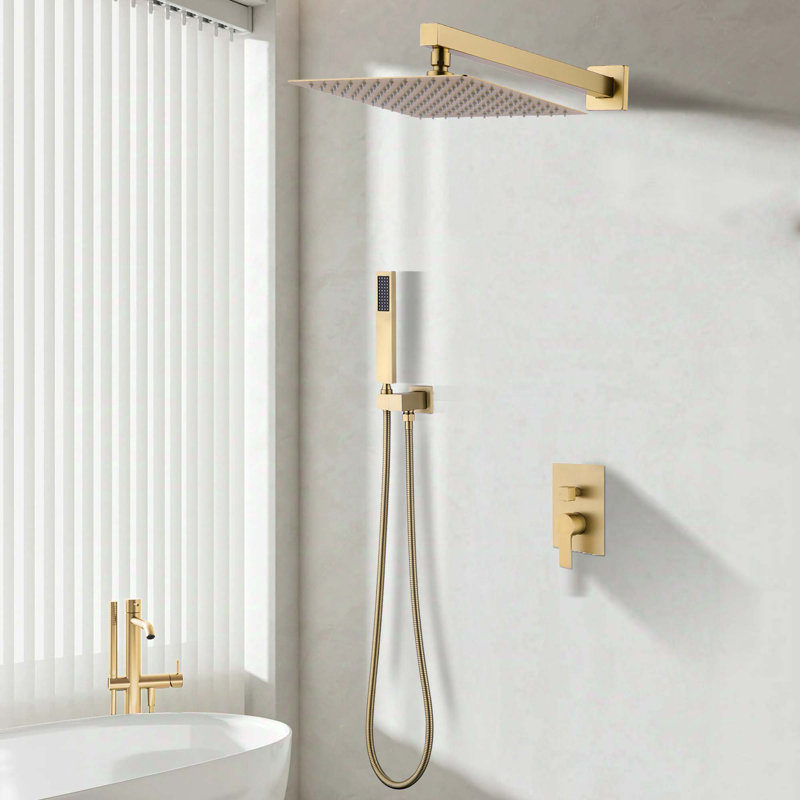 Système de douche 12 "en nickel brossé, système de pomme de douche murale à pluie