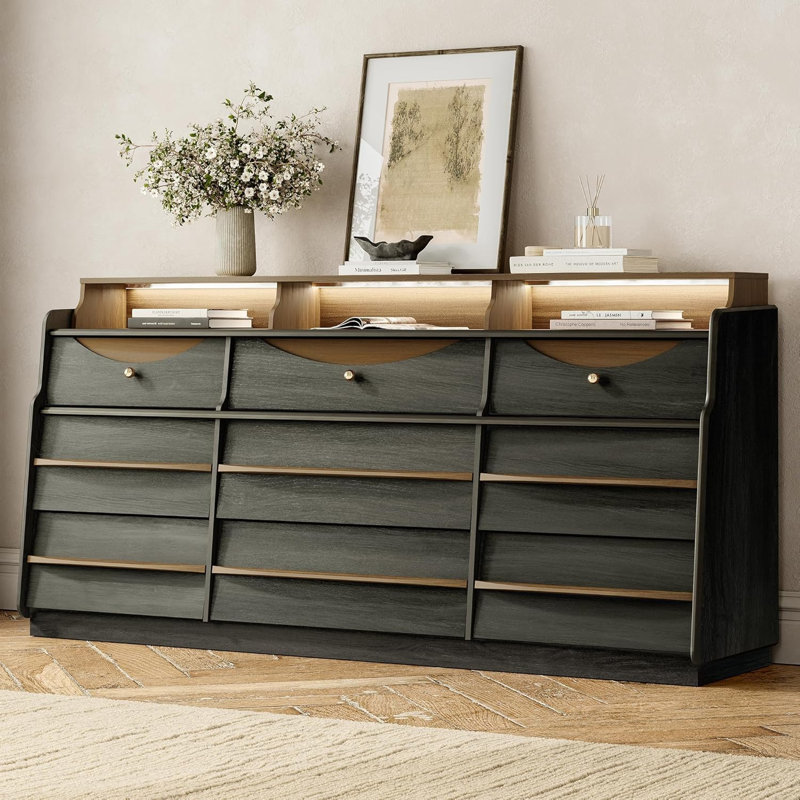 Commode 9 tiroirs noire, Black