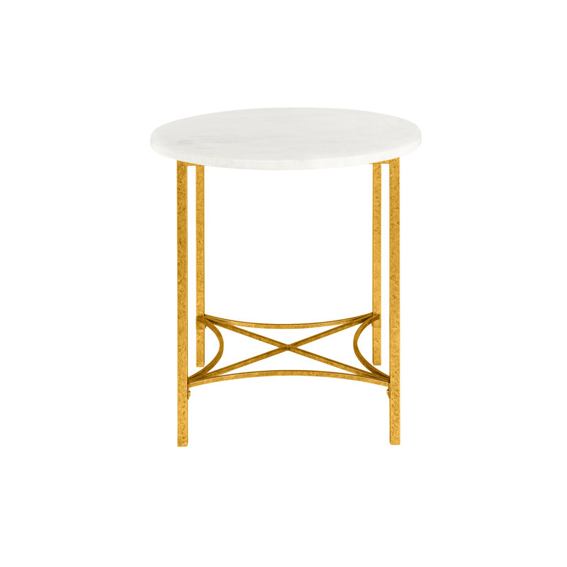 Bella End Table, Carrera Marble, Royal Gold, 31" H x 33" W x 33" D