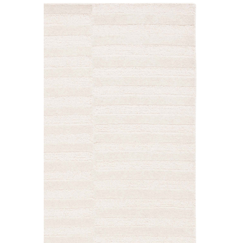 Ebony Hand Tufted Wool/Cotton Solid Color Rug in Ivory, Rectangle 8' x 10'