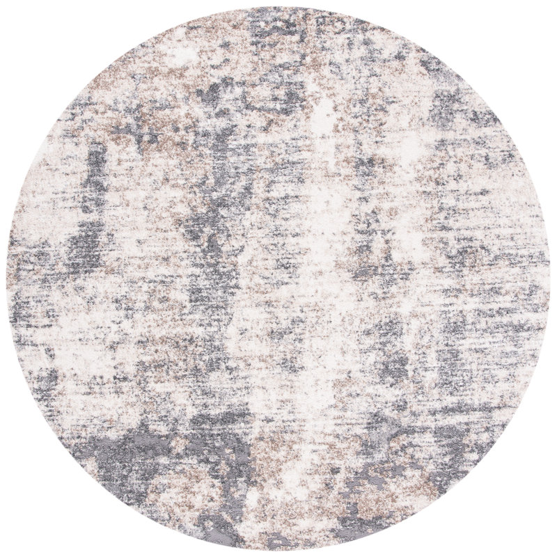 Tapis ivoire / gris Mauro, Rond 6 pi 7 po