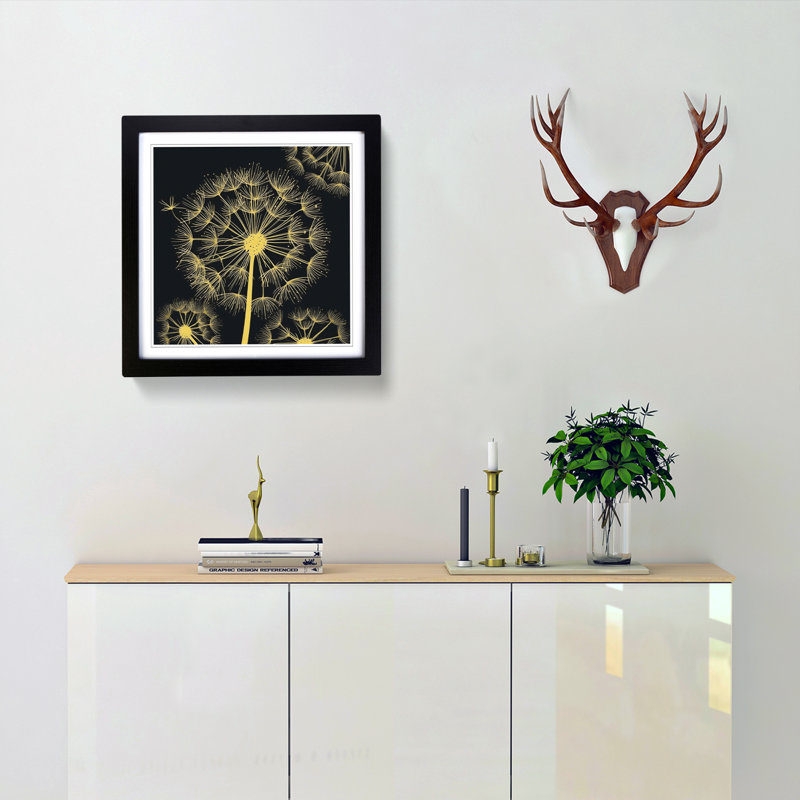 Dandelion Art Deco - Framed Print, Black