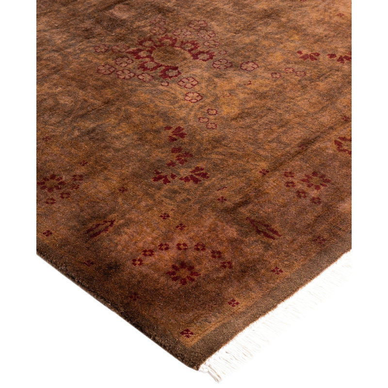 Overdyed Hand-Knotted Wool Modern-Contemporary Brown Runner 2' 7" x 10' 2"