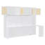 Lit escamotable double avec bureau et armoires en rotin, lit mural peu encombrant pour le bureau personnel, blanc chaud-1190513558
