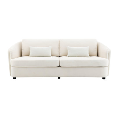 Canapé en lin beige 2 avec coussins, structure intérieure en bois, coussins rembourrés de mousse, sièges décontractés pour le décor 2 rembourrés robustes, siège et dossier, salon