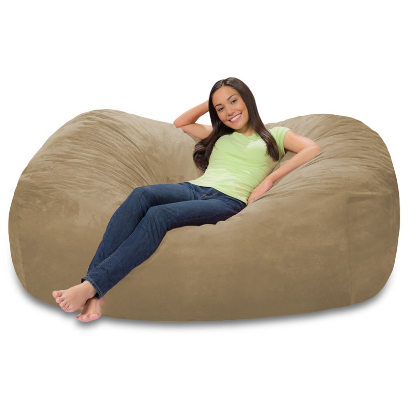Fauteuil à billes - Grand fauteuil à billes en mousse viscoélastique déchiquetée de 6 pieds - Housse en microfibre amovible et lavable à la machine - Canapé confortable pour 2 personnes de marque bretonne pour la lecture, la détente et les jeux, e