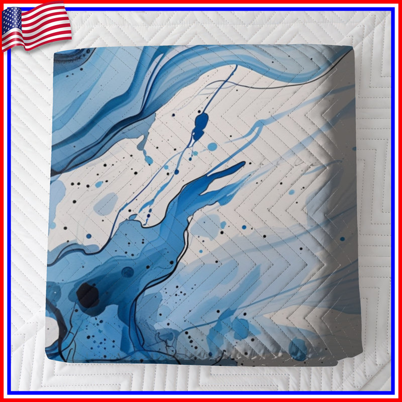 Couvre-lit matelassé Blue Fluid Art toutes tailles, Double
