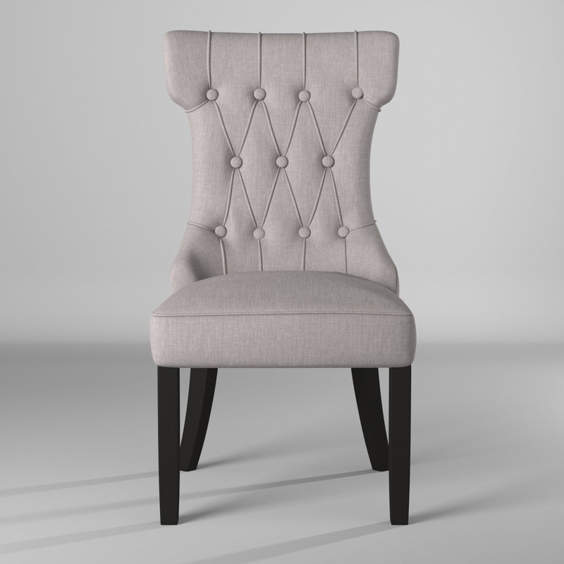 Anse Upholstered Side Chairs, Light Grey/Black