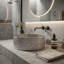 Lavabo de salle de bain vasque rond en verre trempé 16 po avec design en verre texturé Scotch - Collection Timeless-128042367-106242644