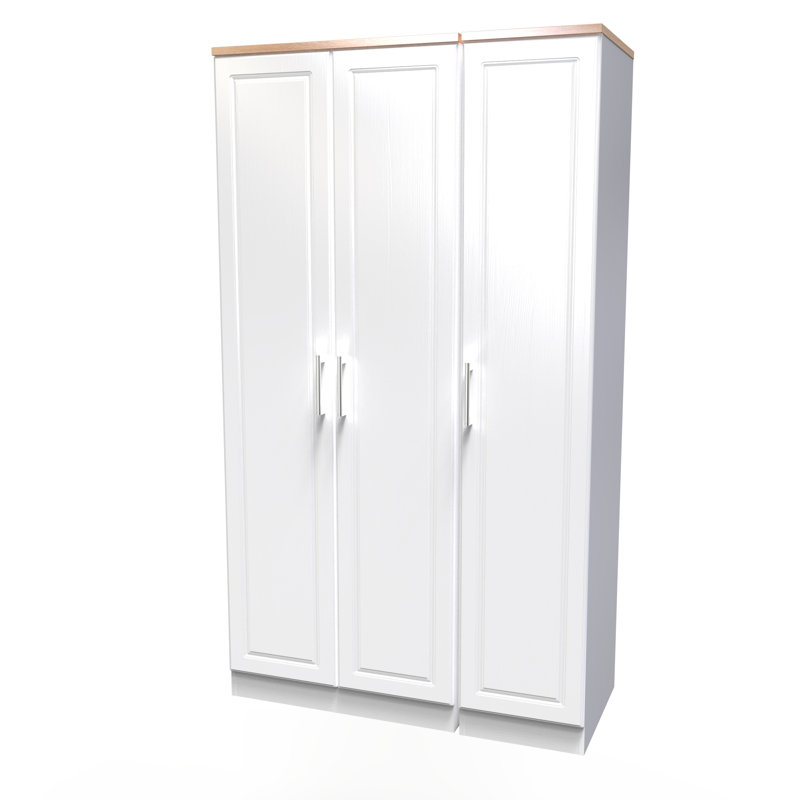 Aalysia 3 Door Wardrobe, White Ash/Modern Oak