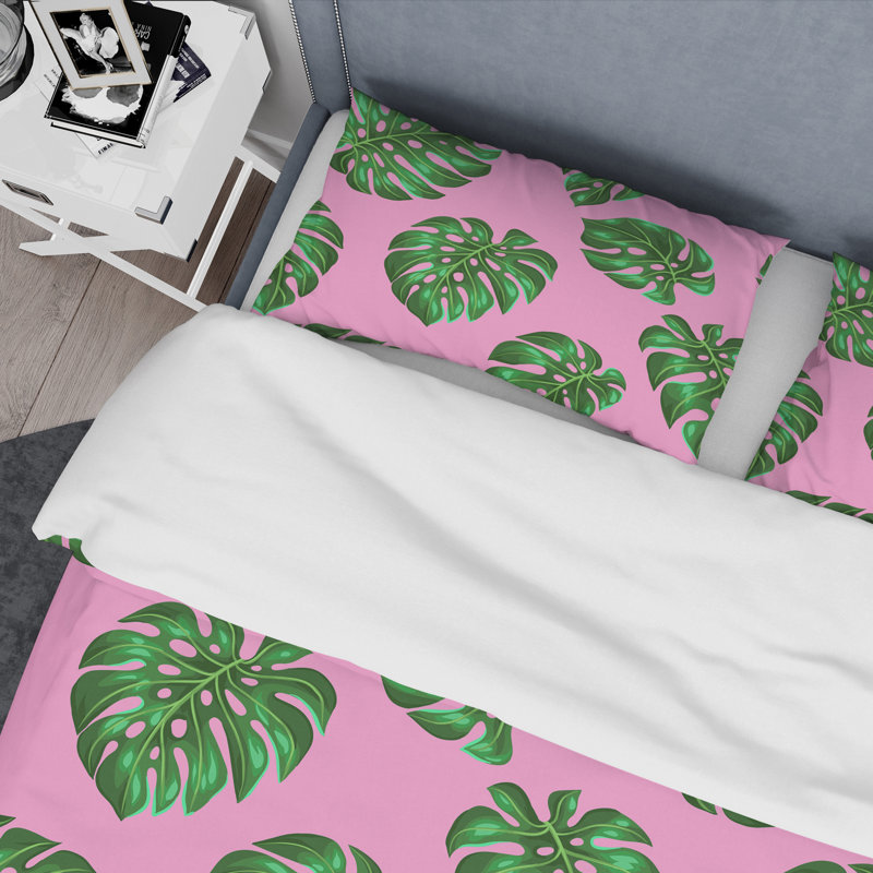 Ensemble de housse de couette style tropical feuilles tropicales III, Housse de couette très grand + 2 taies décoratives