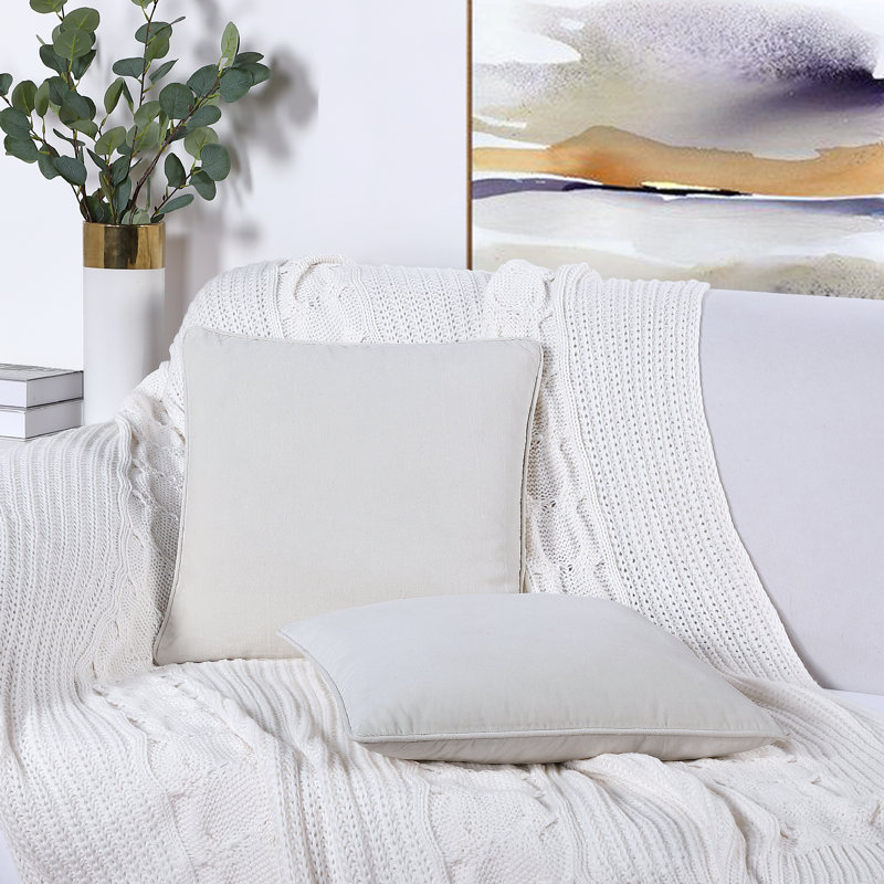 Cotton Pillow Cover, 18" H x 18" W, Ivory