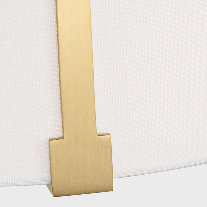 White Linen Shade Flush Mount, Burnished Brass