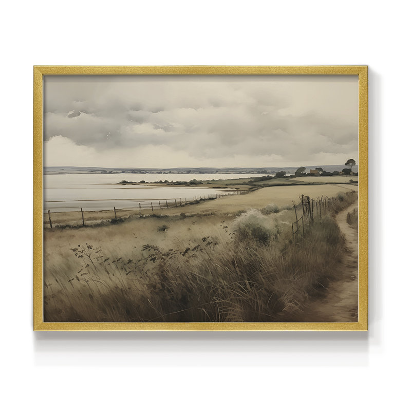 Paysages rétro-DLXIX - reproduction encadrée, H 22 po x l 28 po, Or