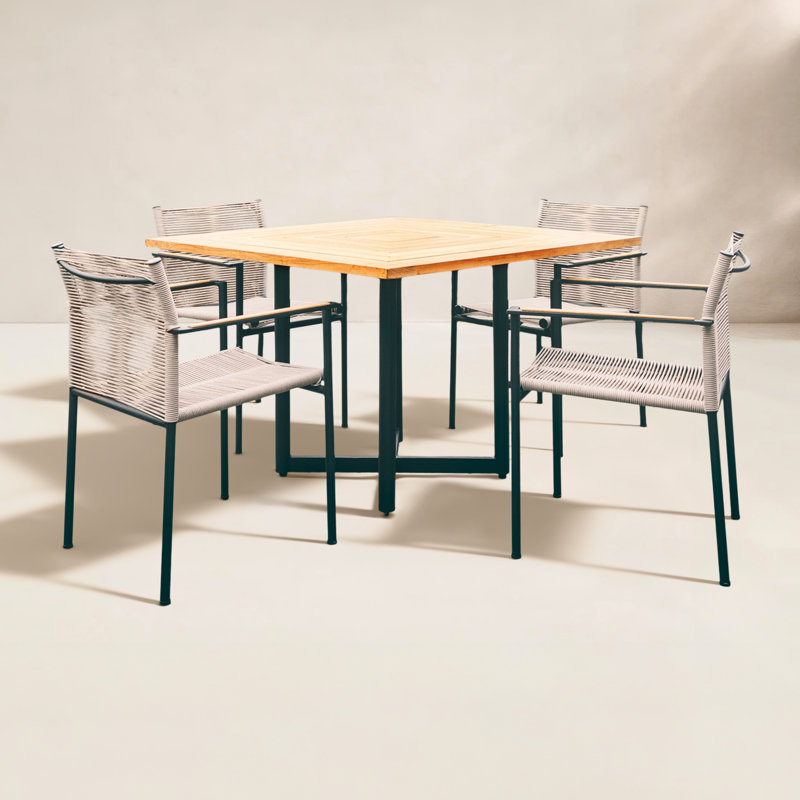 Woodbridge 4 - Person Patio Dining Set with Square Table, Gray