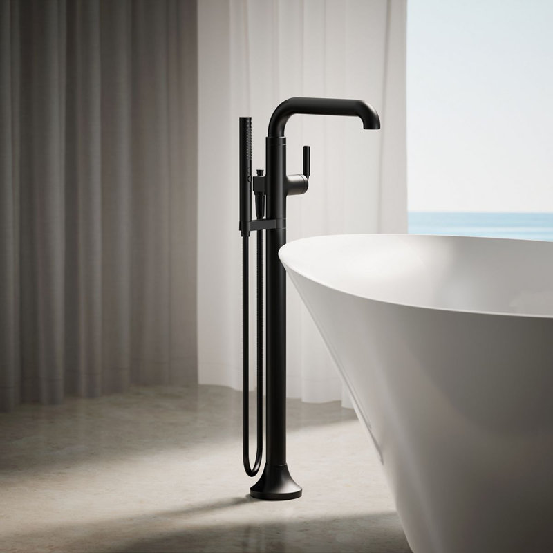 Tone Floor Mounted Clawfoot Tub Faucet, Matte Black