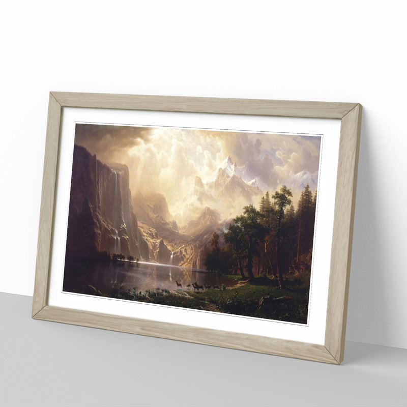 Among the Sierra Nevada by Albert Bierstadt - Picture Frame Graphic Art, 27cm H x 36cm W x 2cm D, Oak Framed