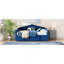 Lit de jour rembourré simple avec lit gigogne escamotable à hauteur réglable et port de charge USB et Type-C, structure de lit de jour avec 2 poches latérales, aucun sommier nécessaire, bleu-730253038