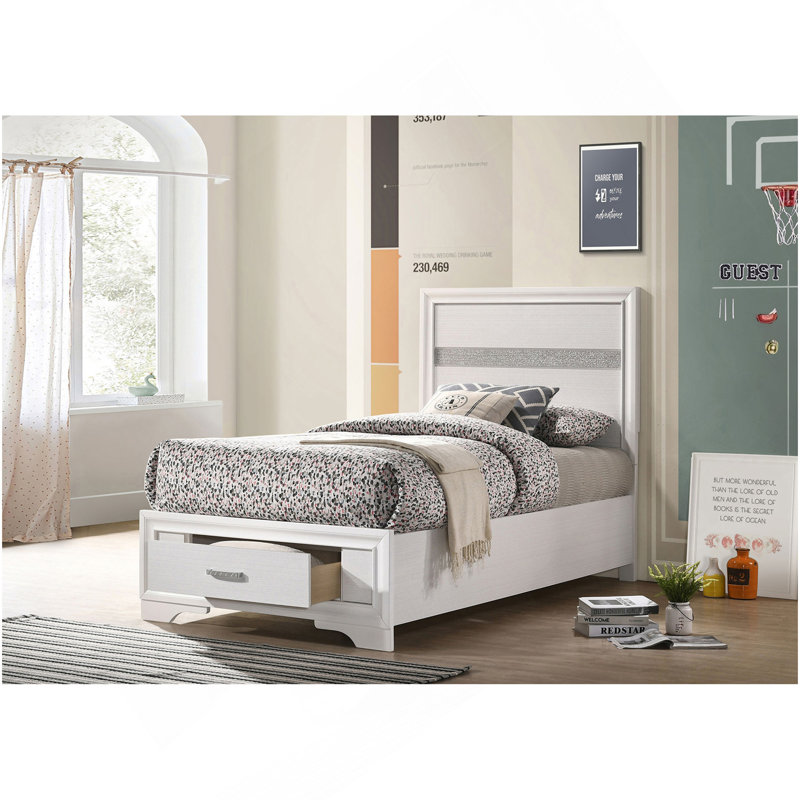 Lit simple avec rangement Urbana, Lit simple, Blanc