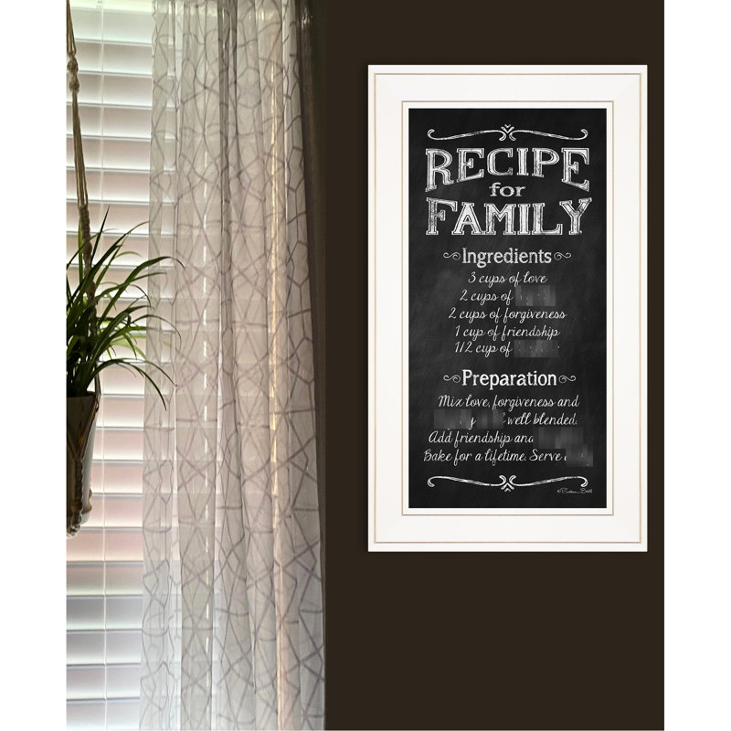 «Recipe For Family», reproduction d'art encadrée prête à être suspendue, 12 po x 21 po x 1 po, œuvre d'art en papier de 3 lb, papier, 21 po x 12 po x 1 po