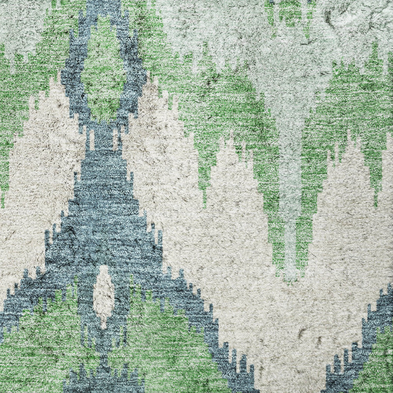 Washable Ikat Indoor Rug, Green, 1 pi 8 po x 2 pi 6 po