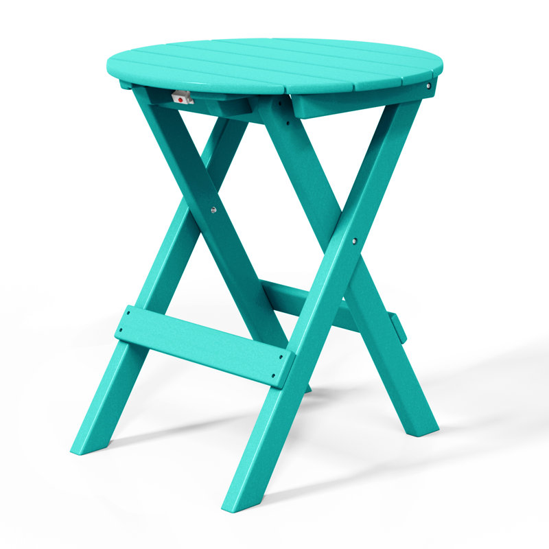 Round Patio Dining Folding Table, Teal