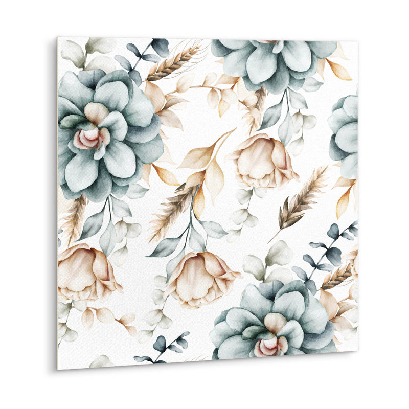 Self Adhesive Vinyl Splashback Wall Tiles Sticker Peel Stick set 9 pieces 30x30 cm Painted flowers