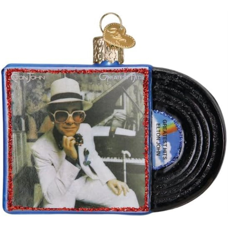 Old World Christmas Blown Glass Ornament for Christmas Tree, Elton John Greatest Hits Album