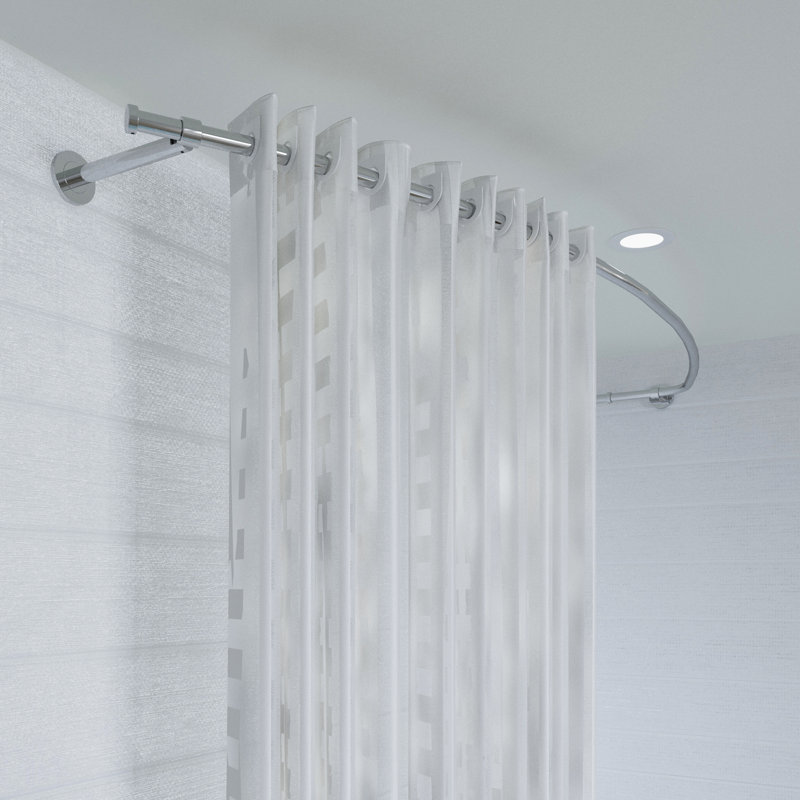 Adjustable Chrome Aluminum Curved Shower Curtain Rod, 78.5 Inches