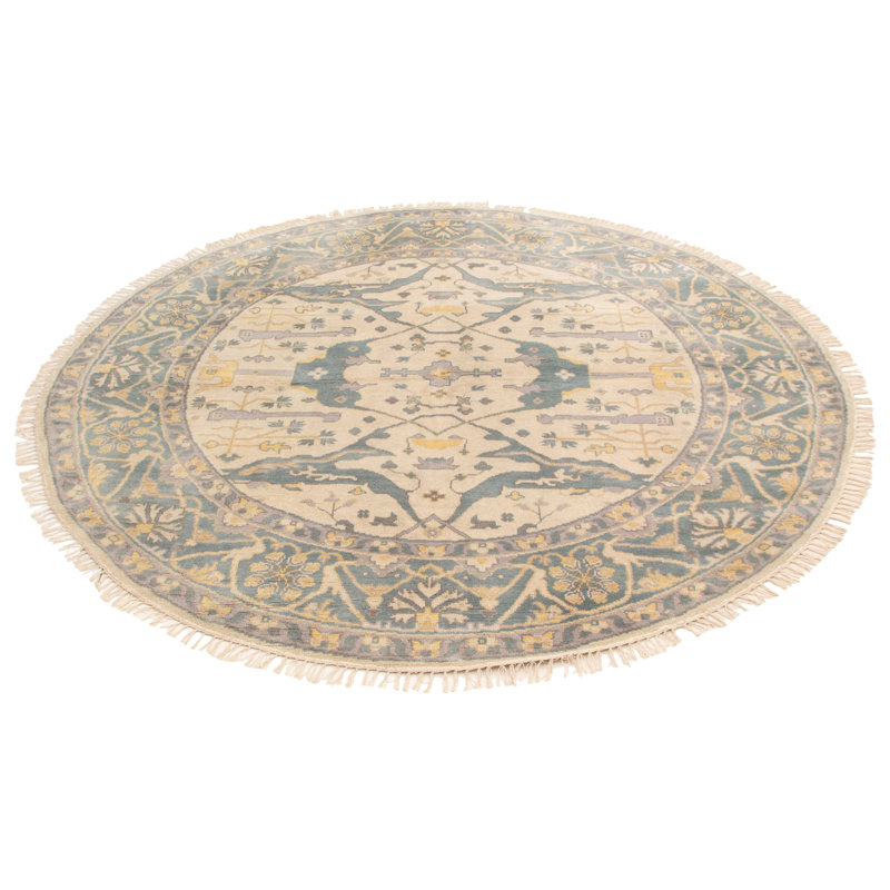Madar One-of-a-Kind 8'11" X 8'11" New Age Round Wool Area Rug in Cream