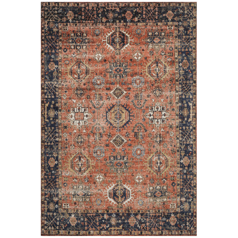 Tapis oriental rouille / bleu marine Chenault, Rectangle 3 pi x 5 pi